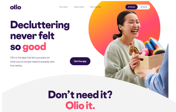 Olio app website