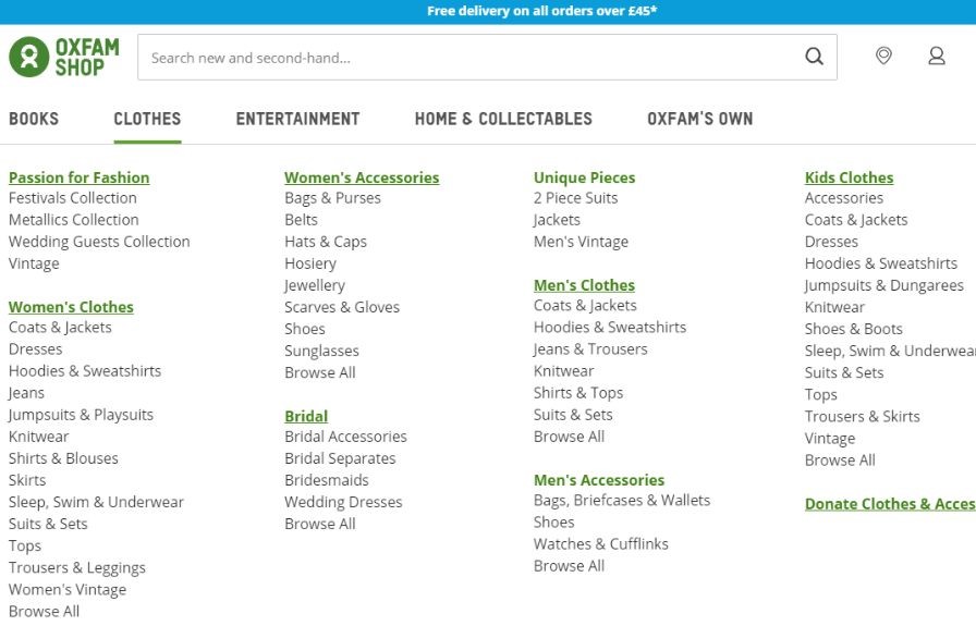Oxfam shop website