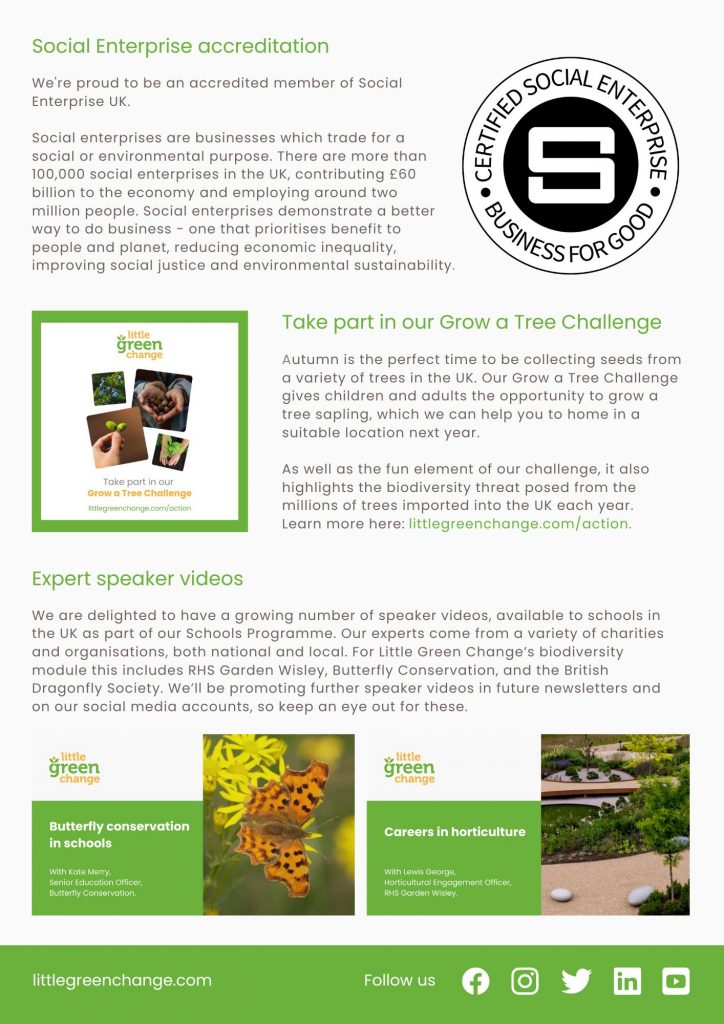 Little Green Change, October 2023 newsletter, page 2