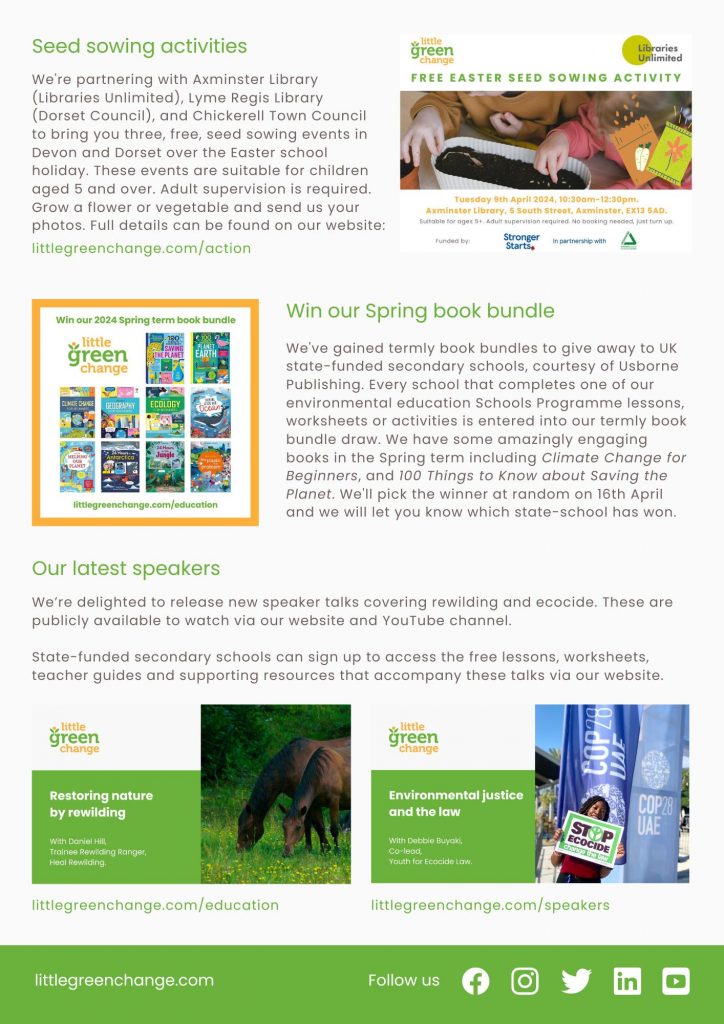 Little Green Change, April 2024 newsletter, page 2