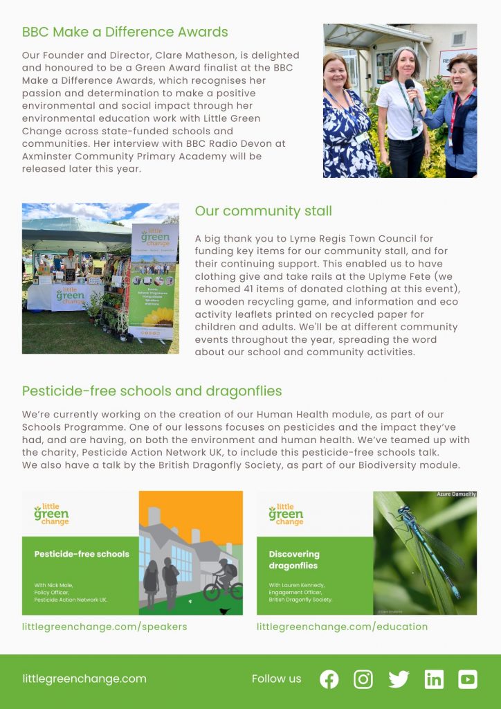 Little Green Change, July 2024 newsletter, page 2