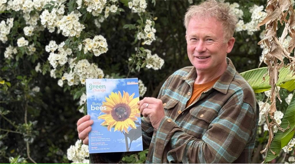 Toby Buckland with Little Green Change's magazine