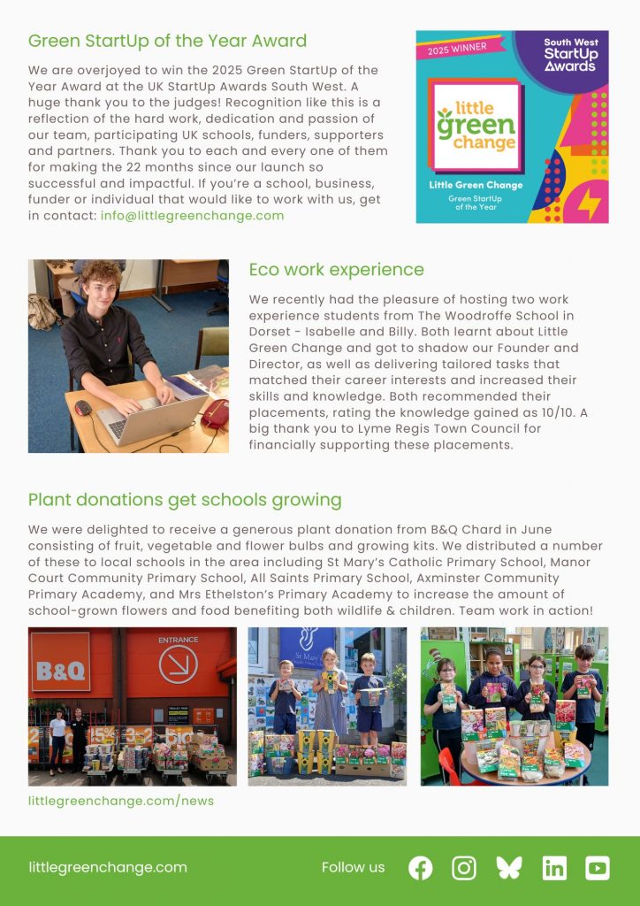 Little Green Change, July 2025 newsletter, page 2
