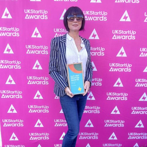 Celebrating Little Green Change's South West Green StartUp of the Year award at the UK StartUp Awards 2025. 