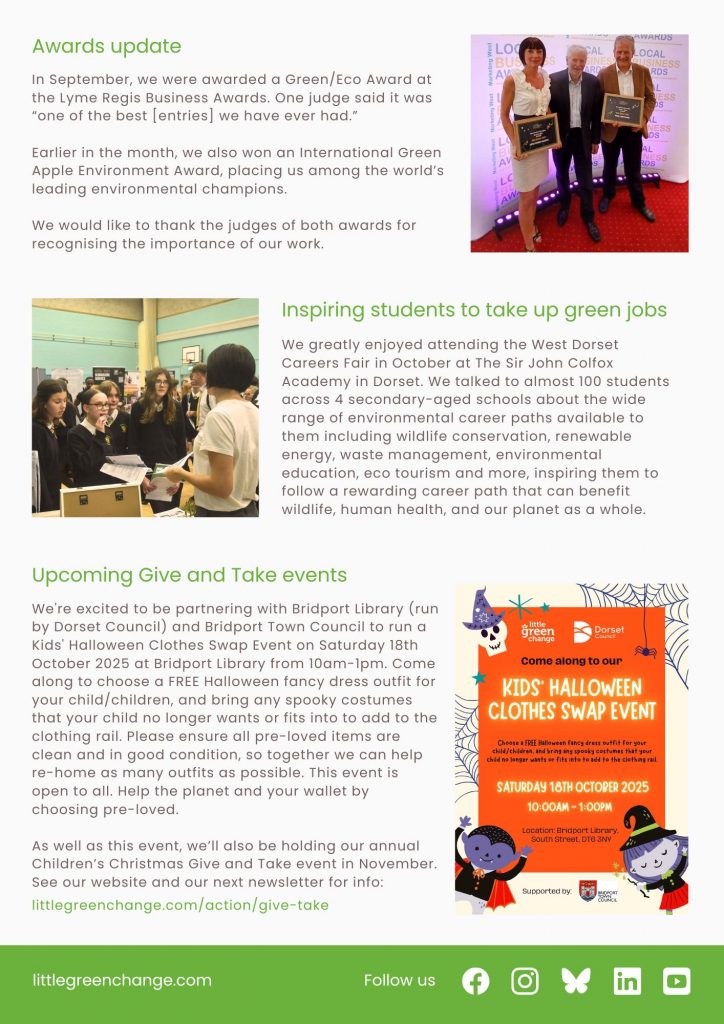 Little Green Change, October 2025 newsletter